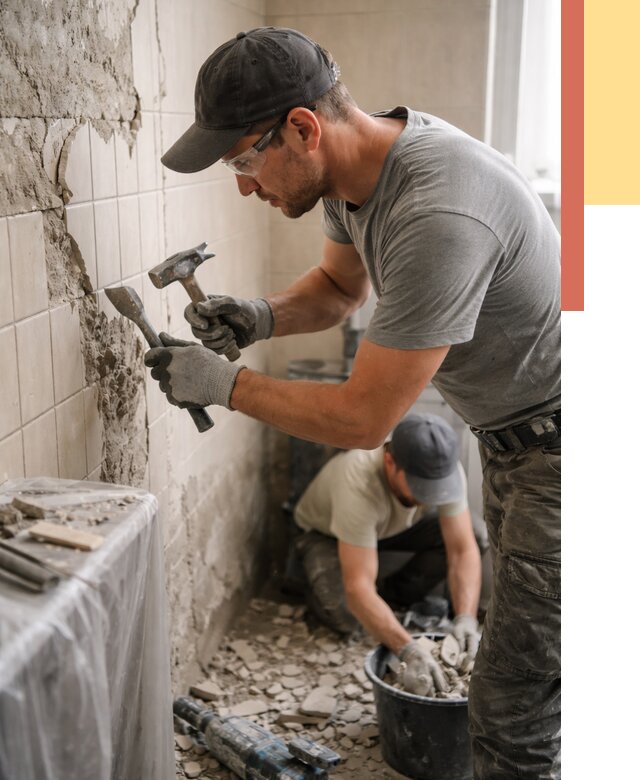 Демонтаж плитки со стен в Ухте от 861 руб. — быстро и недорого | ОТДЕЛОЧНИК-Хта