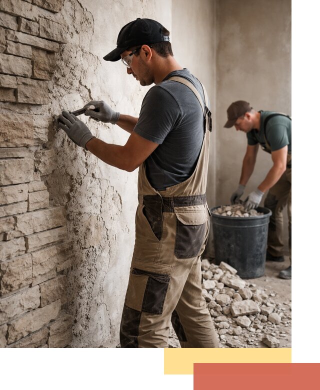 Демонтаж декоративного камня в Ухте профессионально и безопасно