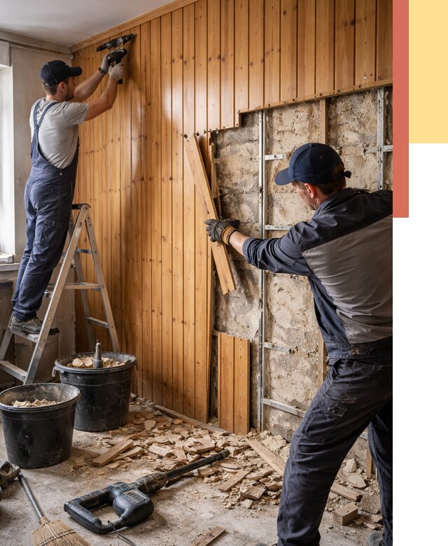 Демонтаж вагонки со стен в Ухте от 1468 руб. — снятие, удаление, срочно | ОТДЕЛОЧНИК-Хта