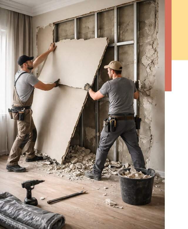 Демонтаж гипсокартона со стен в Ухте от 354 руб. — услуги демонтажа | ОТДЕЛОЧНИК-Хта