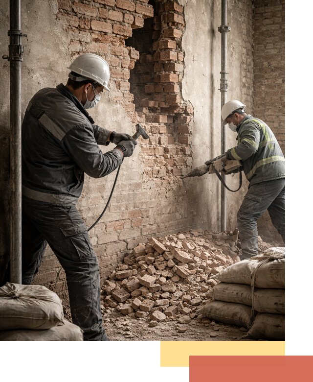 Демонтаж кирпичных стен в Ухте быстро и безопасно