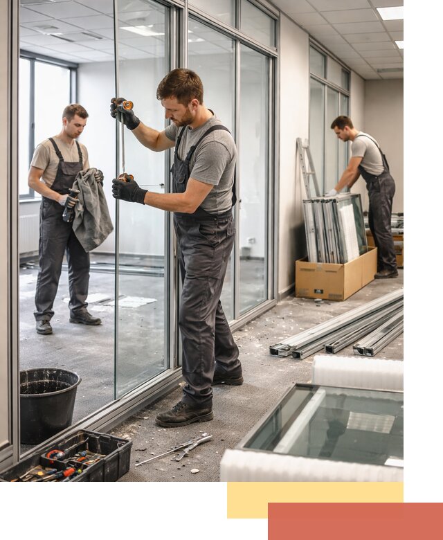 Демонтаж стеклянных перегородок в Ухте быстро и безопасно