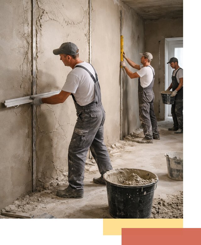 Штукатурка стен по маякам в Ухте — точная и ровная поверхность