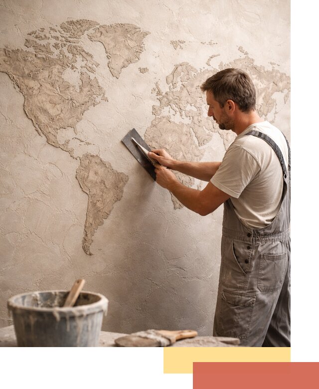 Декоративная штукатурка «Карта мира» под ключ в Ухте