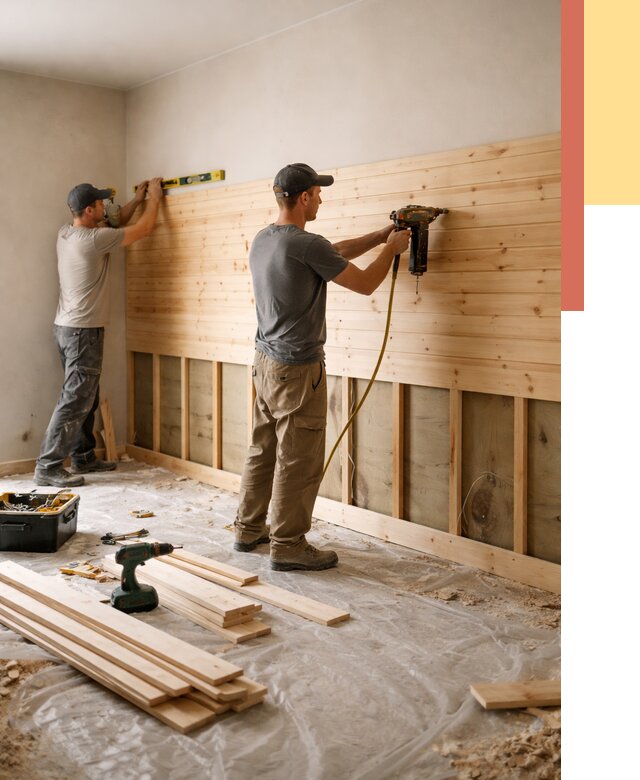 Монтаж деревянной вагонки на стены в Ухте от 7594 руб. | Услуги монтажа вагонки | ОТДЕЛОЧНИК-Хта