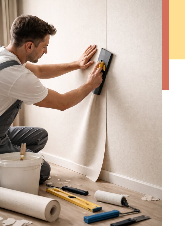 Поклейка виниловых обоев в Ухте от 4556 руб. | Быстро и недорого — ОТДЕЛОЧНИК-Хта