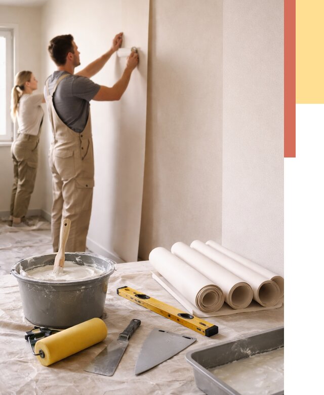 Поклейка бумажных обоев в Ухте от 5569 руб./м2 — быстро и недорого | ОТДЕЛОЧНИК-Хта