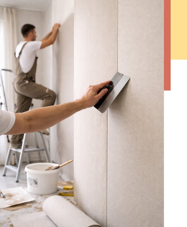 Поклейка текстильных обоев в Ухте от 4556 руб. под ключ | ОТДЕЛОЧНИК-Хта