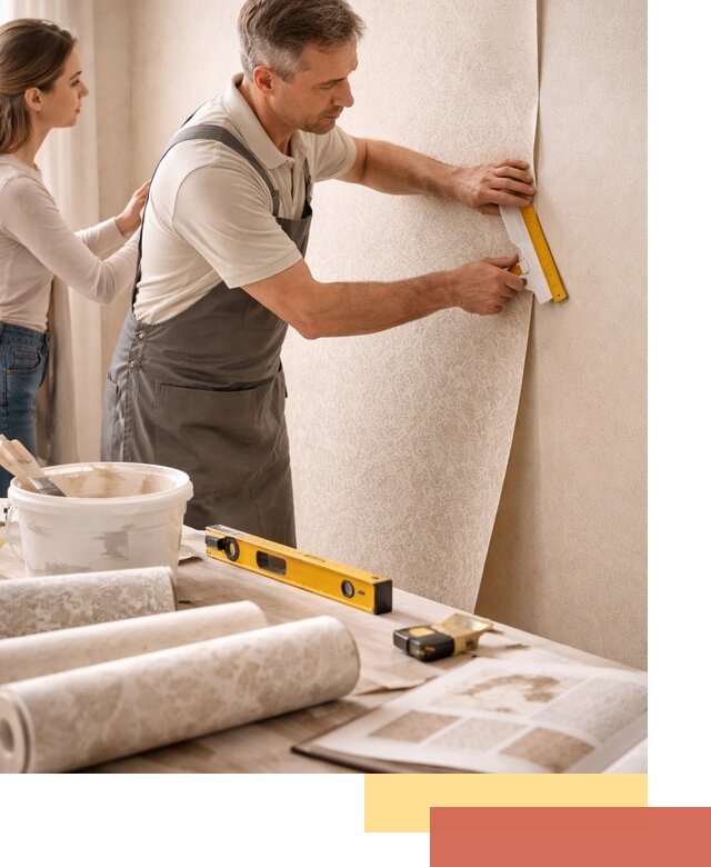 Поклейка обоев с подбором рисунка в Ухте