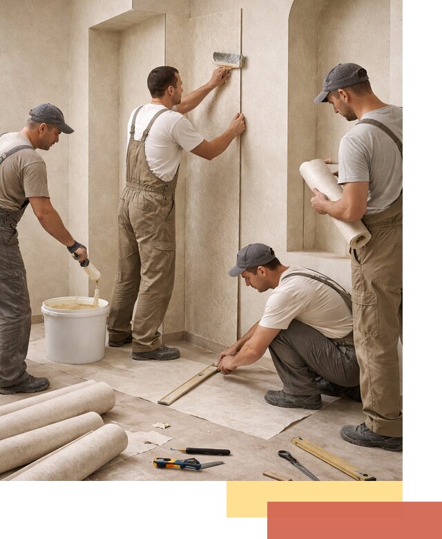 Поклейка обоев на сложные стены и неровные поверхности в Ухте