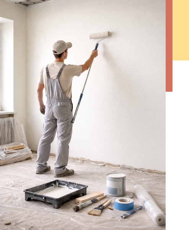 Покраска стен водоэмульсионной краской в Ухте от 456 руб. за м² | ОТДЕЛОЧНИК-Хта