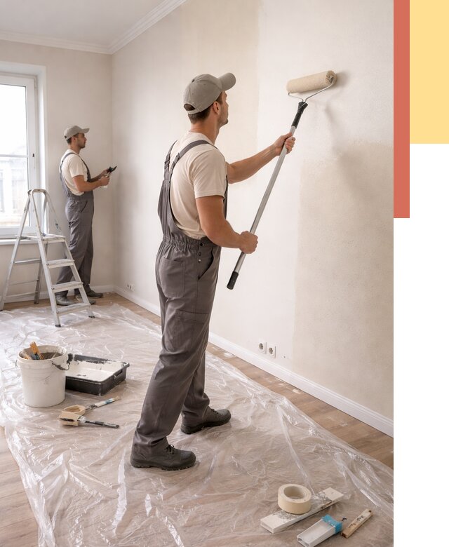 Покраска стен акриловой краской в Ухте от 3544 руб./м² — быстро и недорого | ОТДЕЛОЧНИК-Хта