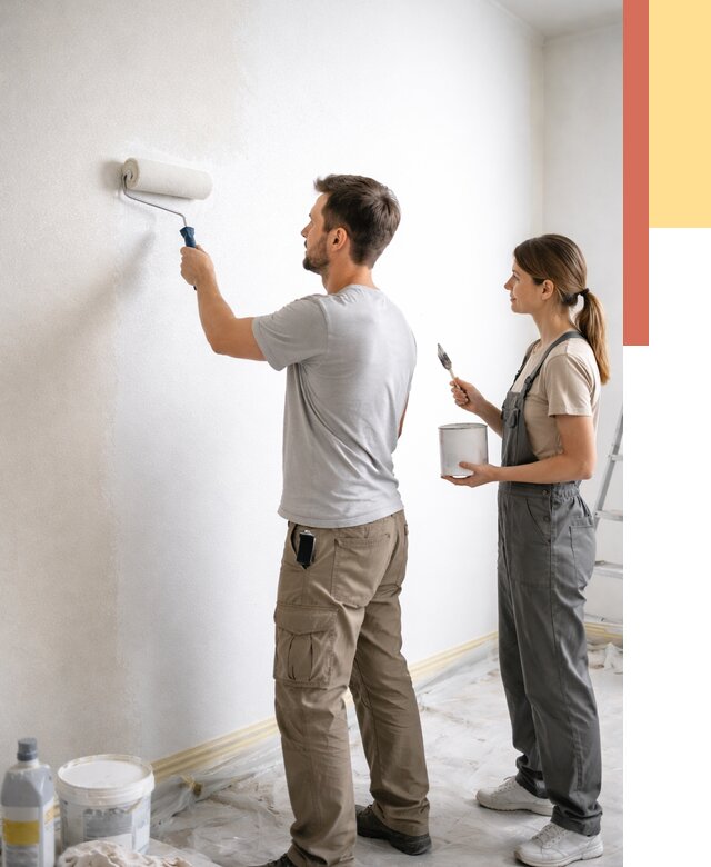 Окраска стен по стеклохолсту в Ухте от 4556 руб/м² под ключ | ОТДЕЛОЧНИК-Хта