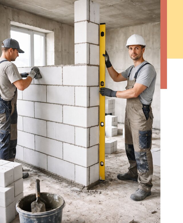 Кладка перегородок из пеноблока в Ухте от 1823 руб. под ключ | ОТДЕЛОЧНИК-Хта