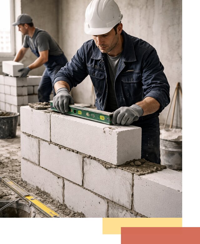 Кладка перегородок из пеноблока под ключ в Ухте