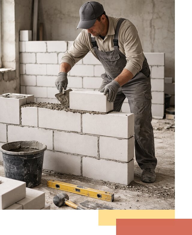 Кладка перегородок из силикатного блока в Ухте