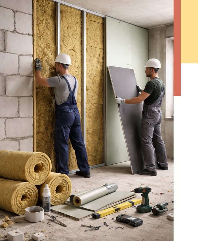 Шумоизоляция перегородок из блоков в Ухте от 1873 руб./м² — быстро и недорого | ОТДЕЛОЧНИК-Хта