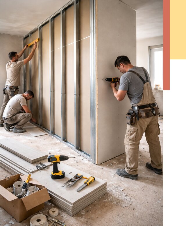 Монтаж однослойной перегородки из гипсокартона в Ухте от 658 руб. | ОТДЕЛОЧНИК-Хта