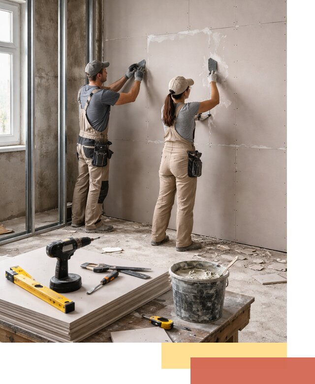 Монтаж двухслойной перегородки из гипсокартона в Ухте