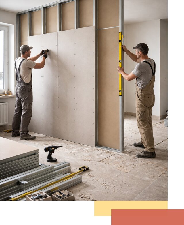 Зонирующая перегородка из гипсокартона под ключ в Ухте