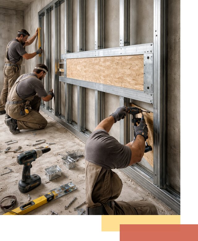 Усиленная перегородка для крепления тяжёлых конструкций в Ухте