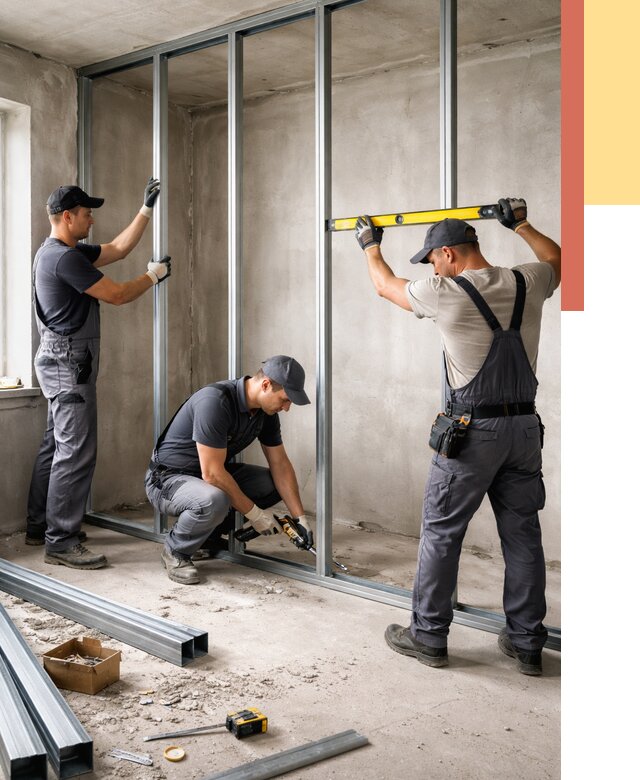 Монтаж каркаса перегородки из профиля в Ухте от 759 руб. | ОТДЕЛОЧНИК-Хта