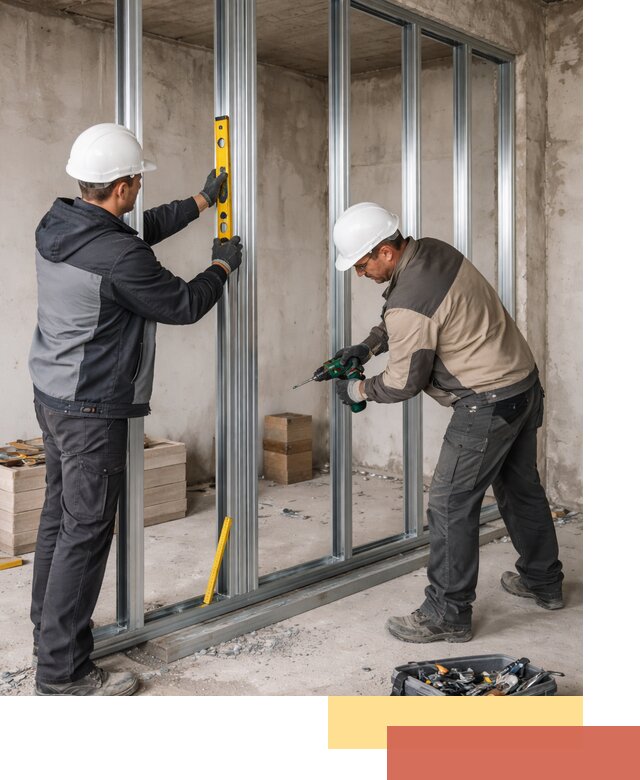 Монтаж каркаса перегородки из профиля в Ухте