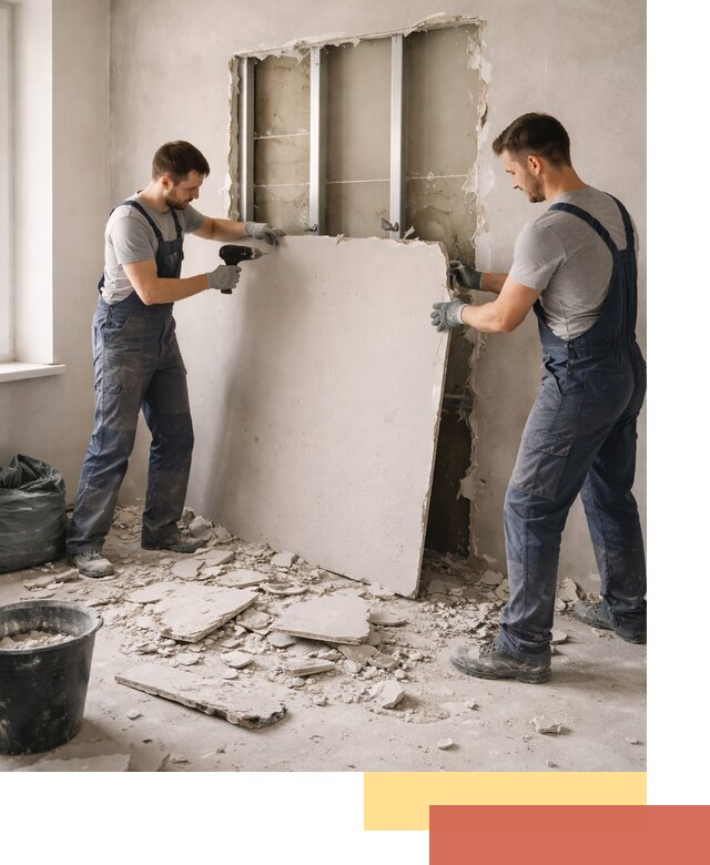 Демонтаж перегородки из гипсокартона в Ухте быстрый и аккуратный