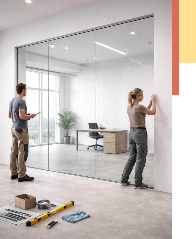 Перегородки из закаленного стекла в Ухте от 9619 руб. под ключ | ОТДЕЛОЧНИК-Хта