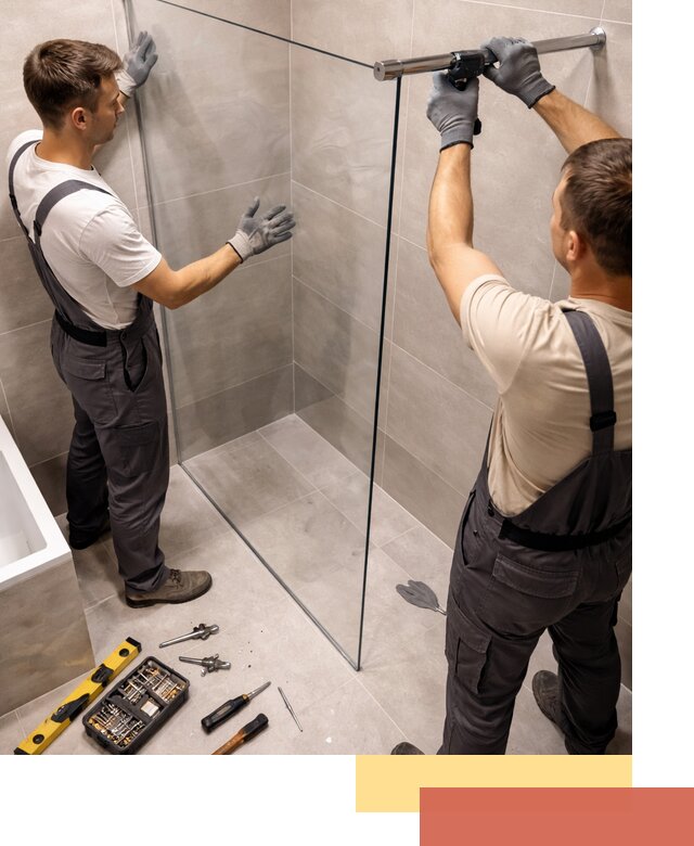 Стеклянные перегородки для душа в Ухте — изготовление и монтаж