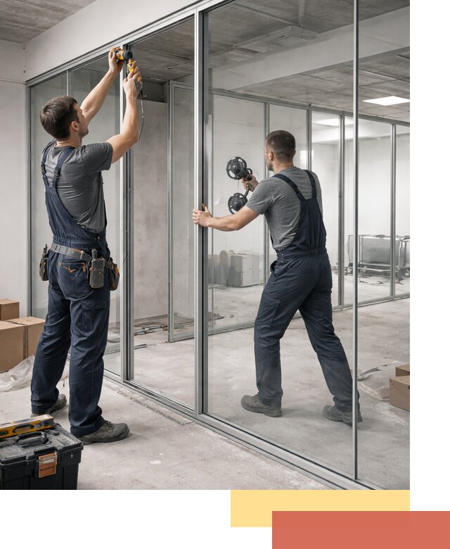 Алюминиевые перегородки со стеклом в Ухте — изготовление и монтаж