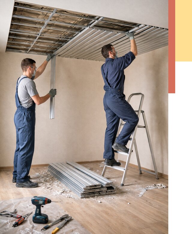 Демонтаж реечного потолка в Ухте от 4556 руб. быстро и недорого | ОТДЕЛОЧНИК-Хта