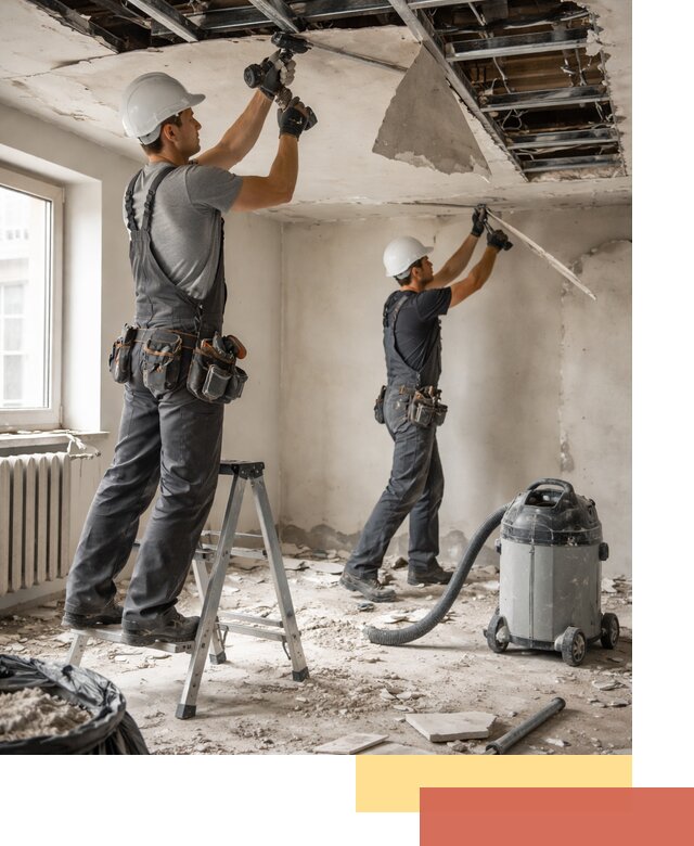 Демонтаж гипсокартонного потолка в Ухте быстро и аккуратно