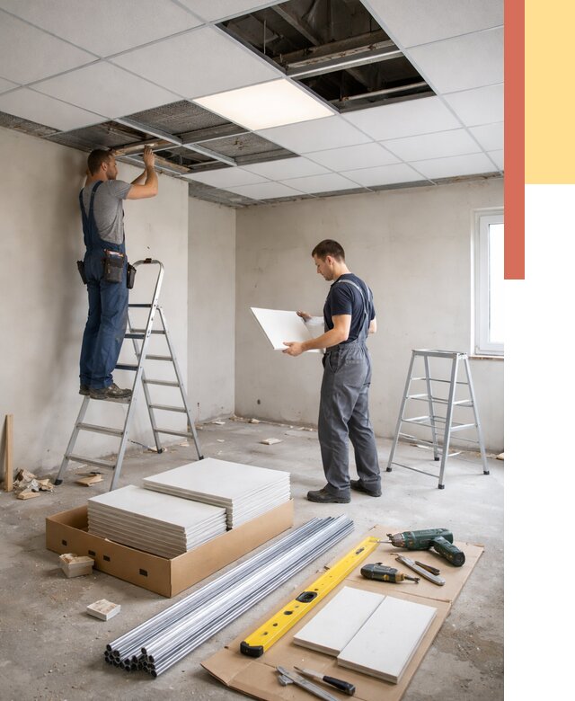 Монтаж потолка армстронг в Ухте от 4556 руб/м2 — быстрая установка под ключ | ОТДЕЛОЧНИК-Хта