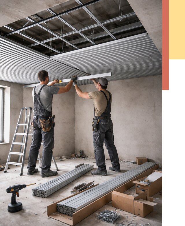 Монтаж реечного потолка в Ухте от 4556 руб. под ключ | ОТДЕЛОЧНИК-Хта