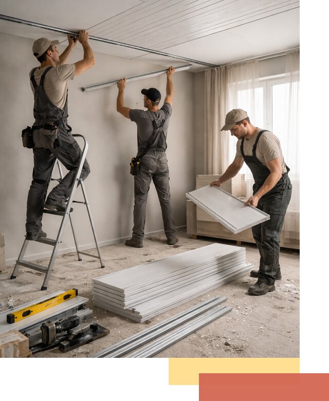 Монтаж потолка из ПВХ панелей в Ухте оперативно и качественно