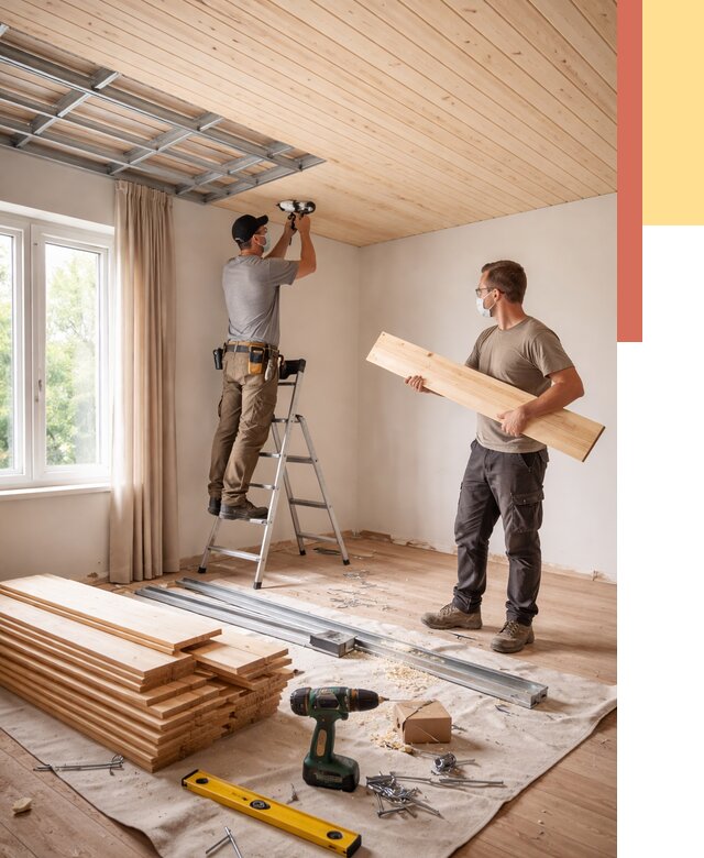 Монтаж потолка из вагонки в Ухте от 6581 руб. | Быстро и недорого — ОТДЕЛОЧНИК-Хта