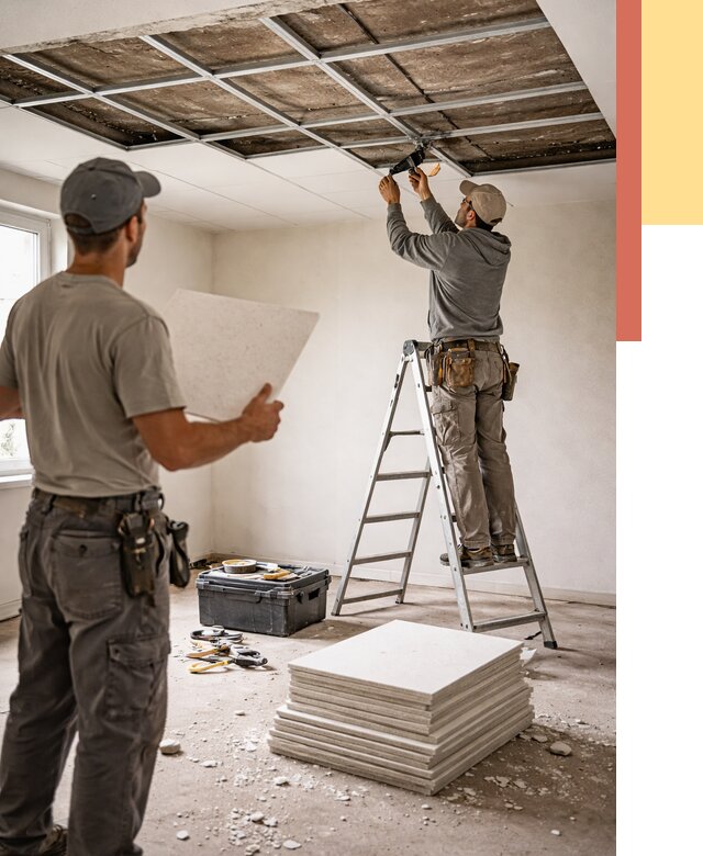 Замена плит подвесного потолка в Ухте от 1772 руб. быстро и недорого | ОТДЕЛОЧНИК-Хта