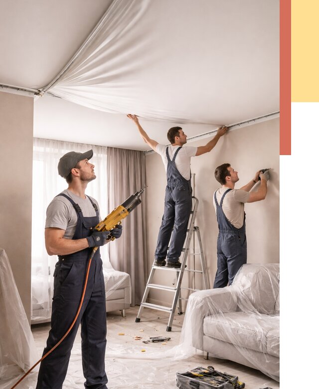 Установка натяжного потолка в Ухте от 4556 руб. | Быстро и недорого — ОТДЕЛОЧНИК-Хта