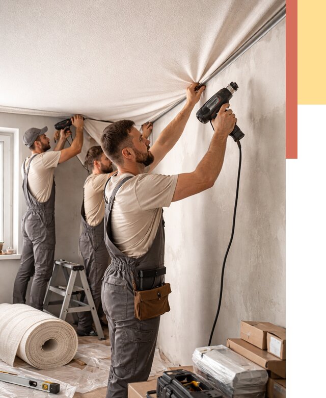 Монтаж фактурного натяжного потолка в Ухте от 759 руб. — ОТДЕЛОЧНИК-Хта