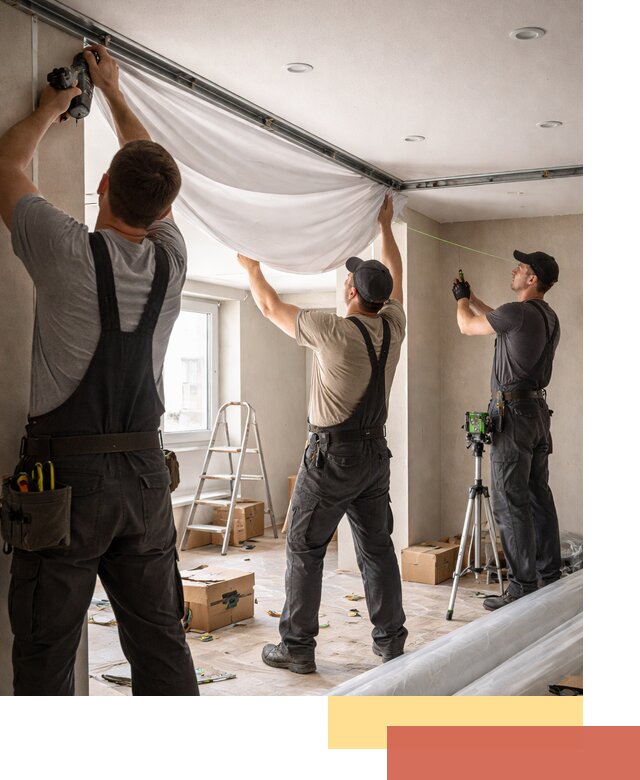 Монтаж парящего натяжного потолка под ключ в Ухте