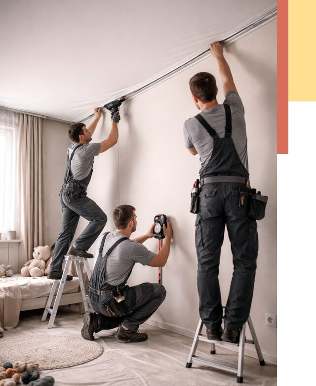 Монтаж натяжного потолка в детской в Ухте от 3544 руб. — быстро и недорого | ОТДЕЛОЧНИК-Хта