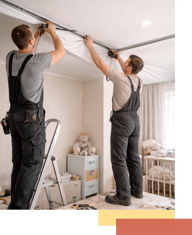 Монтаж натяжного потолка в детской комнате в Ухте