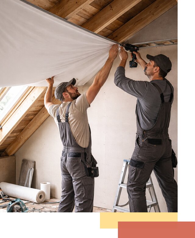 Монтаж натяжного потолка в мансарде в Ухте