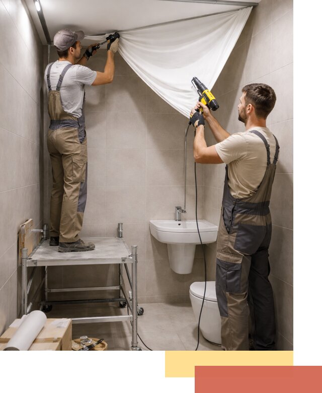 Монтаж натяжного потолка в санузле в Ухте