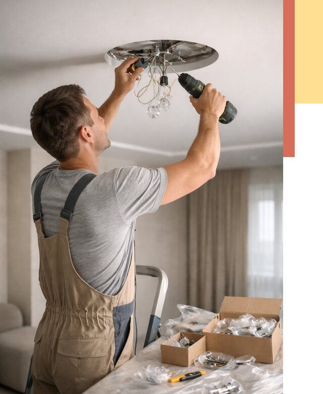 Установка люстры в натяжной потолок в Ухте от 1215 руб. | Быстро и недорого — ОТДЕЛОЧНИК-Хта