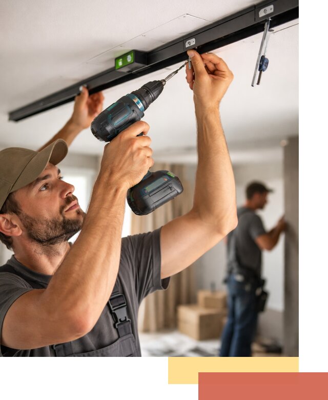 Установка трековых светильников в натяжной потолок в Ухте