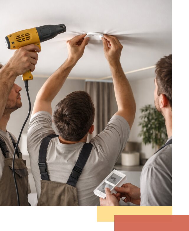 Ремонт прокола полотна натяжного потолка в Ухте