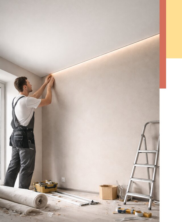 Теневые натяжные потолки в Ухте от 8303 руб. под ключ | ОТДЕЛОЧНИК-Хта