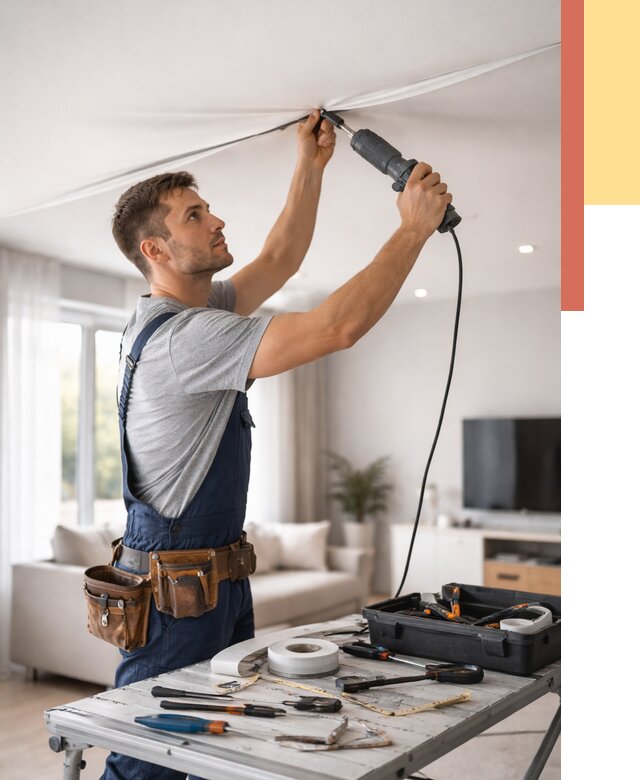 Ремонт натяжных потолков в Ухте от 9619 руб. под ключ — ОТДЕЛОЧНИК-Хта